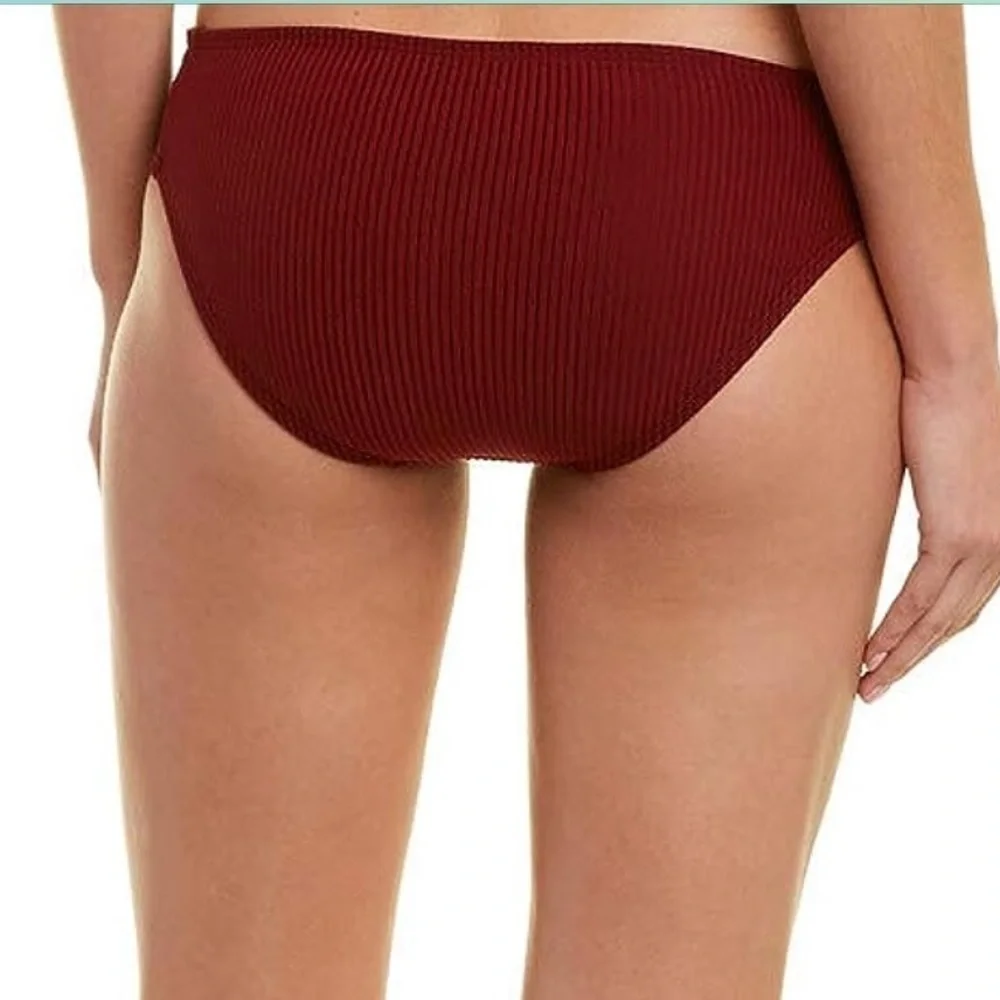La Blanca Sun Sation Side Shirred Ribbed Burgundy Bikini Swim Bottoms